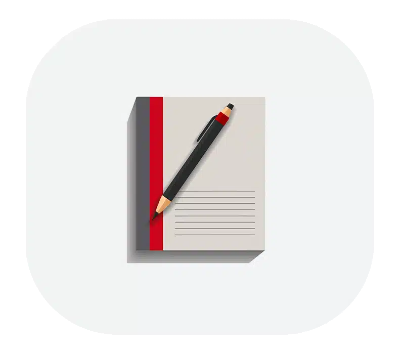 bloc note estimation fond gris